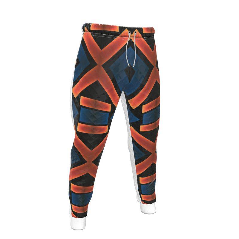 Men s White Orange Blue Joggers